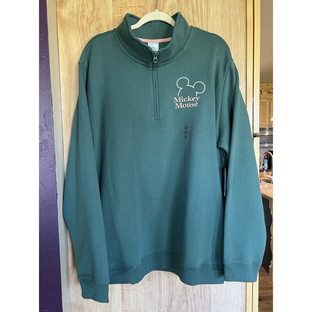 Disney Parks Mickey Mouse Adult 1/4 Zip Pullover Sweater NWT Exclusive Size XL